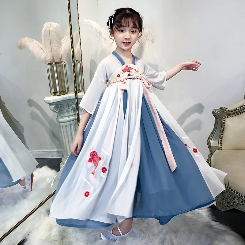 H2503 Girls Hanfu Fairy Chinese Style Children's Ancient Clothes Baby Summer Han Tang Dynasty Retro Traditional Princess Dresses