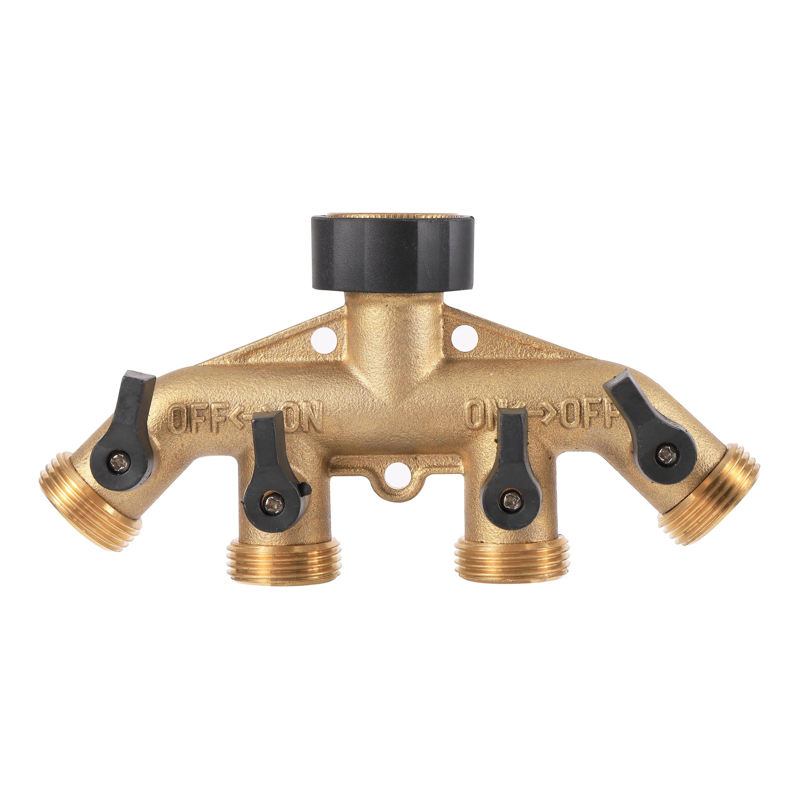 Heavy Duty Brass 4 Way Manifold Garden Hose Splitter Connector Water Tap Adapter 3/4 inch Gardening Irrigation Faucet Connectors