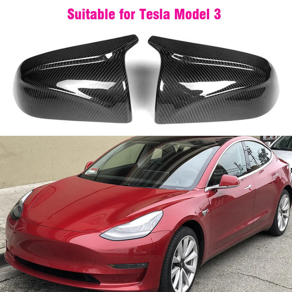 Replace Covers For Tesla Model 3 ABS Carbon Fiber Color Mirror Caps Protection  2017 2018 2019 2020