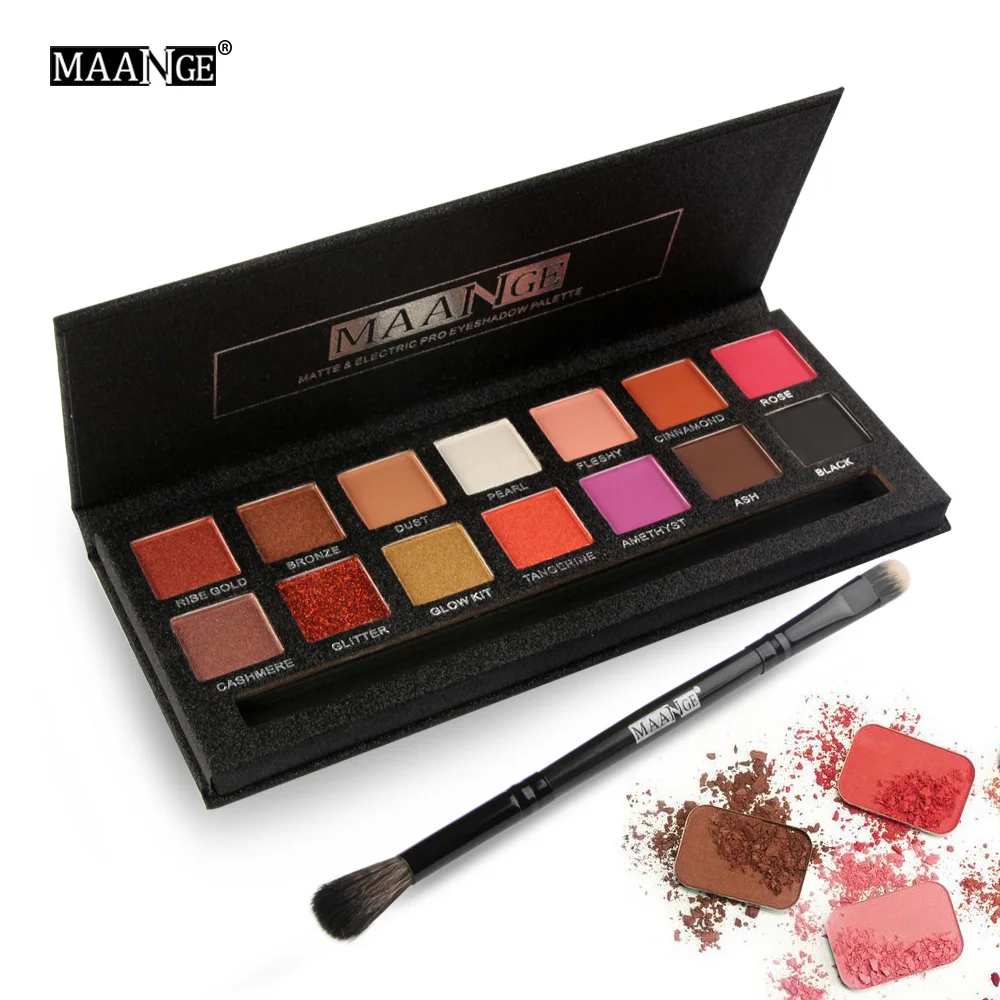 Cross Border Sale MAANGE Ma Gang 14 Colors Pearlescent Matte Eye Shadow Waterproof Not Fainting Foreign Trade Explosion