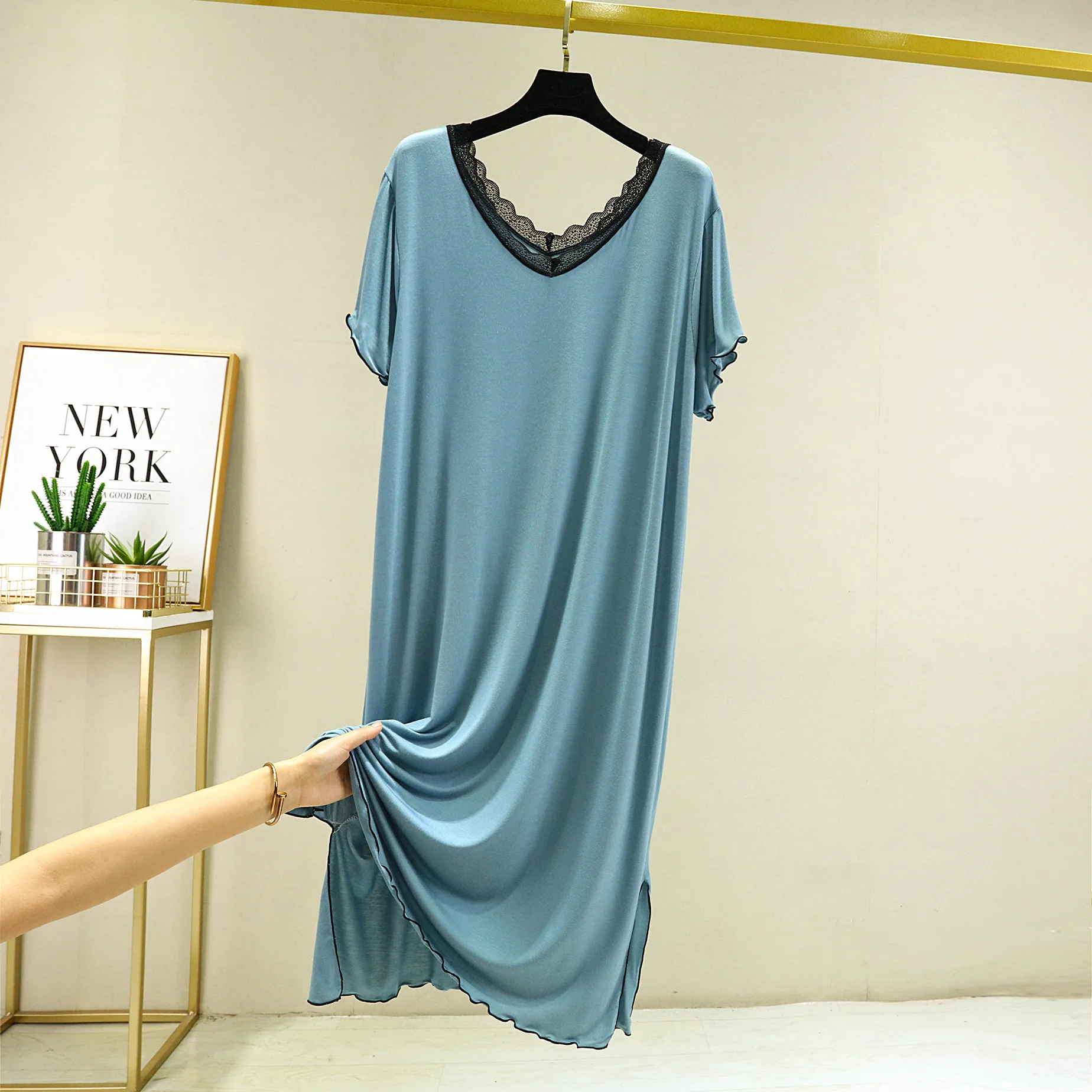 2023 New Spring Summer Cotton Nightgown Women Nightdress Sleepwear Short Sleeve Night Midi Dress Female Nighties Nightwear