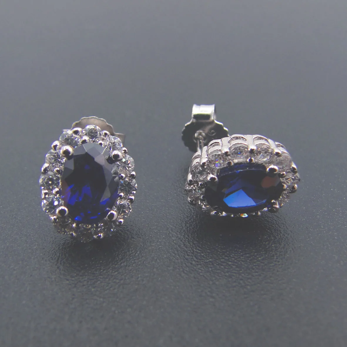 Genuine Tanzanite & White Topaz Brass Stud Earrings Best Sellers