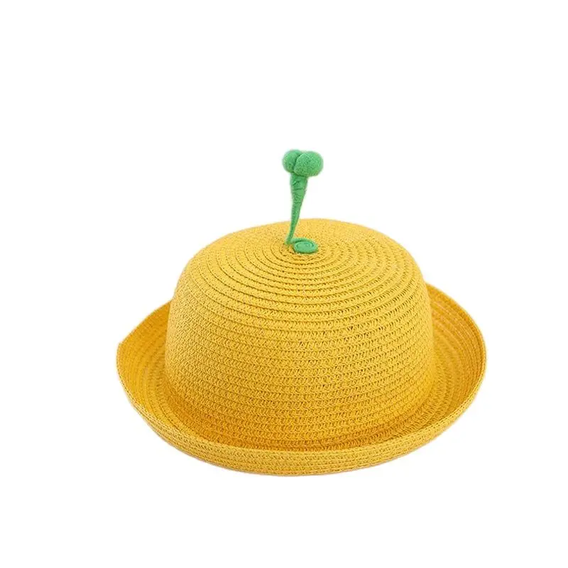 Korean Manual Grass Children Sun Hat Spring Summer Brand Kids Beach Straw Hats For Boy Girl Flanging  Bucket Cap