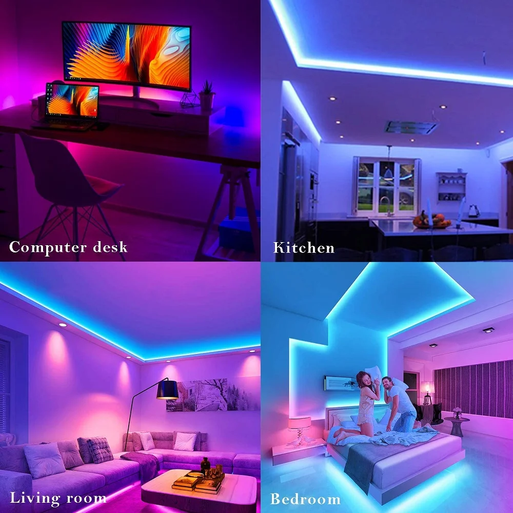 20M RGB LED Light Strip Music 12V WIFI Sticker Strips Alexa Google Assistant Tuya Waterproof LED Tape Colored Lights For Room