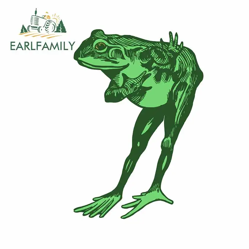 EARLFAMILY 13cm x 9cm for Bow Green Frog Laptop Cartoon Car Stickers Bumper Personality Decal Windows Bumper RV Anime Graphics