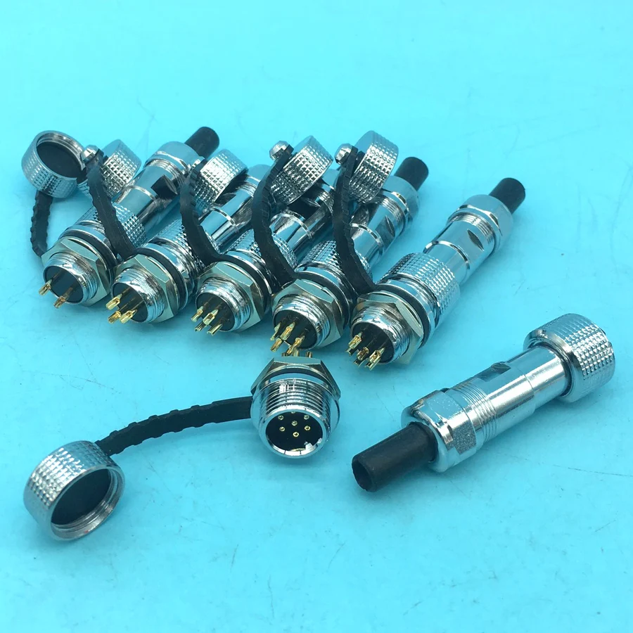 50 Sets GX12 M12 2/3/4/5/6/7 Pin Male Female 12mm ip67 Waterproof Dustproof Cover Aviation Plug Socket Connectors