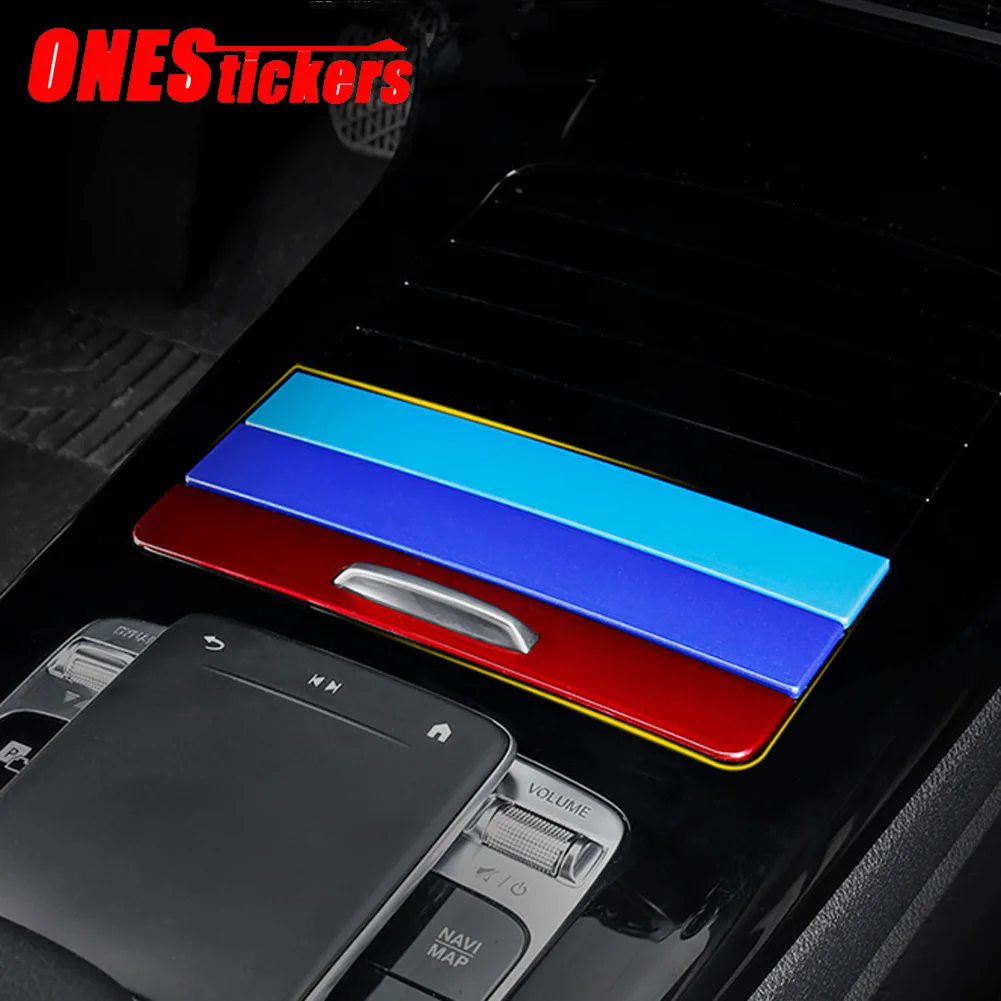 For Mercedes Benz A CLA Class W177 V177 C118 W118 AMG A35 A45 2019-2021 Car Center Console Storage Box Switch Trim Strip Sticker