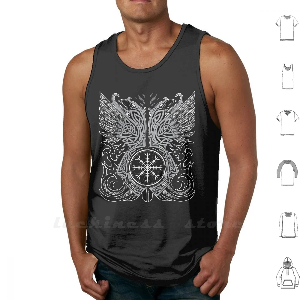 Huginn & Muninn , Odin'S Ravens Sleeveless Tank Top Vest Cotton Odin Viking Norse Nordic Raven Huginn Muninn Scandinavian Helm