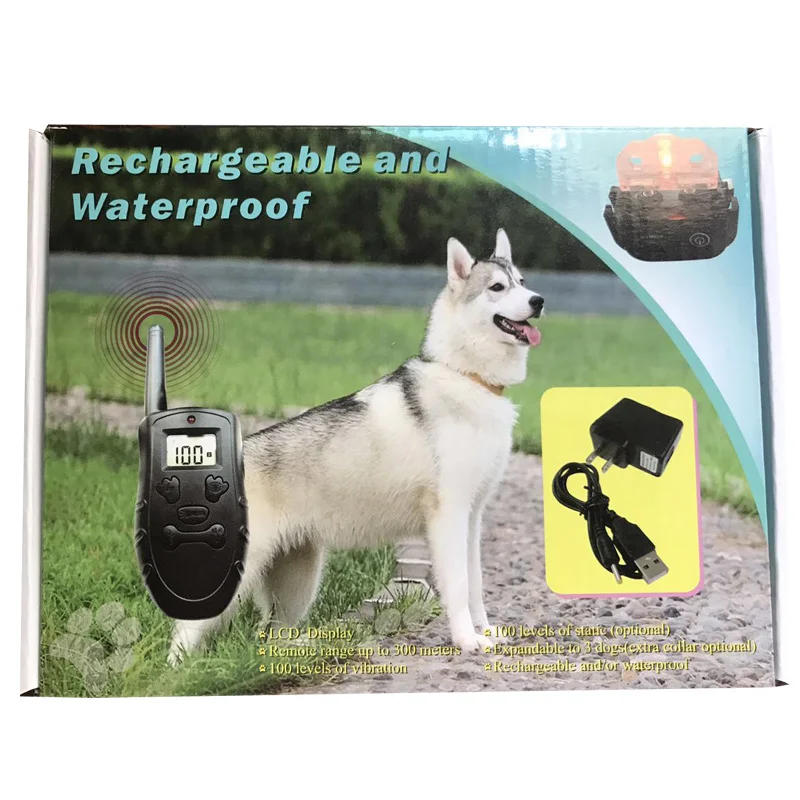 

DG-PPT1 Rechargeable Electronic Dog Collar Dog Trainings Beep/Vibration/Static Stimulation Stop Barking 330 Yds ALL Size