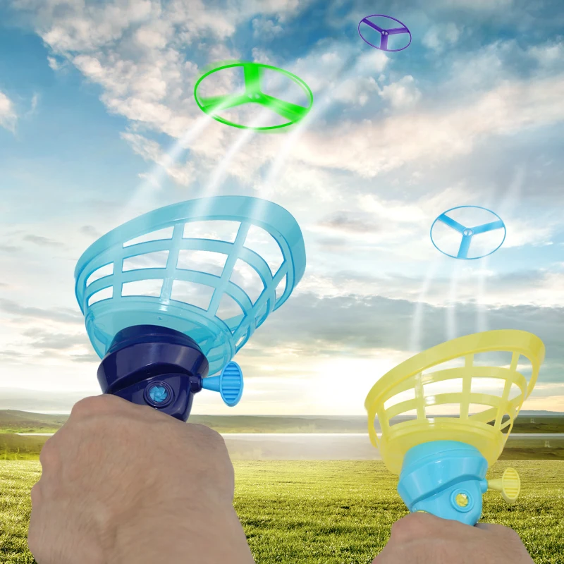 Fliegende Untertasse Disc Launcher Kinder Fliegende Spielzeuge Zugschnur UFO Wurf Fangen Outdoor Sport Propeller Kinder Spielzeug Geschenk Für Junge Mädchen – Detail 5