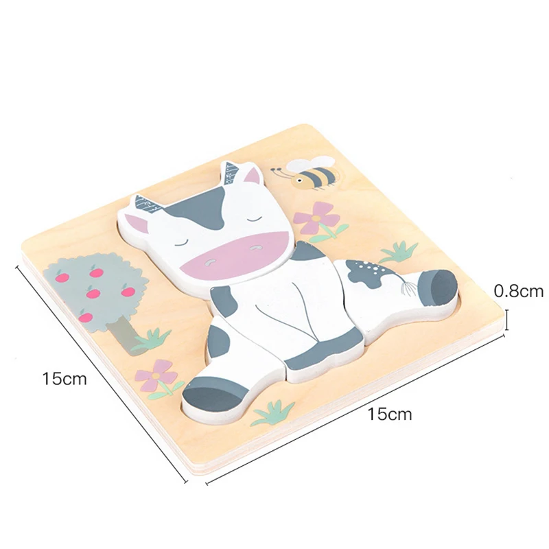 Wooden Jigsaw Puzzle Rabbit Cow Sheep Duck Kawaii Puzzles Clever Board Game Montessori Materials Educational Toys For Children