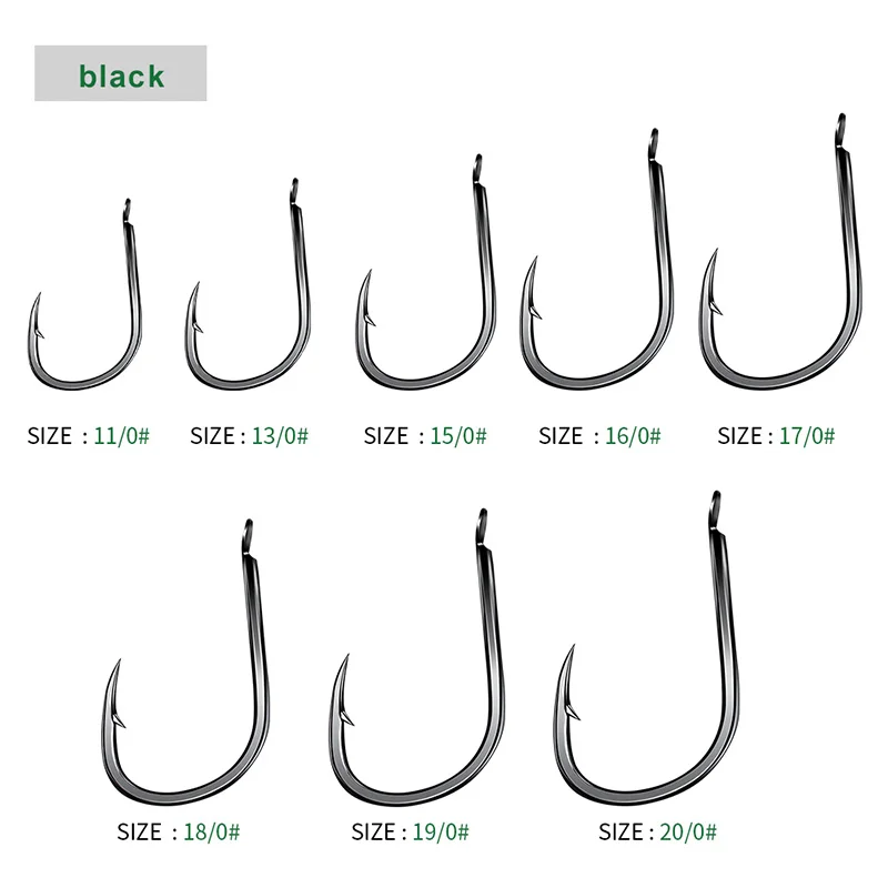 PROBEROS 30Pcs High Carbon Steel Offset Barbed Fishhooks 11#-20# Flat Carp Fishing Hooks Single Jigging Hooks Accessories Tackle