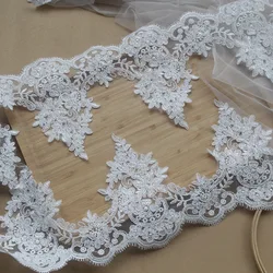 Excellent 5Yards Ivory Cording Fabric Flower Venise Venice Mesh Lace Trim Applique Sewing Craft for Wedding Dec. 12cm