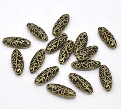 20PCs Zinc Based Alloy Spacer Beads Antique Bronze Flower Hollow Carved Bead For Women Jewelry Making DIY Accessories Wholesale