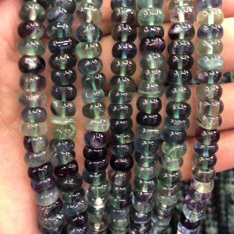 Wholesale 2string Natural Rainbow Fluorite stone Beads Faceted 4x6mm 5x8mm Roundel Beads For jewelry DIY 15.5