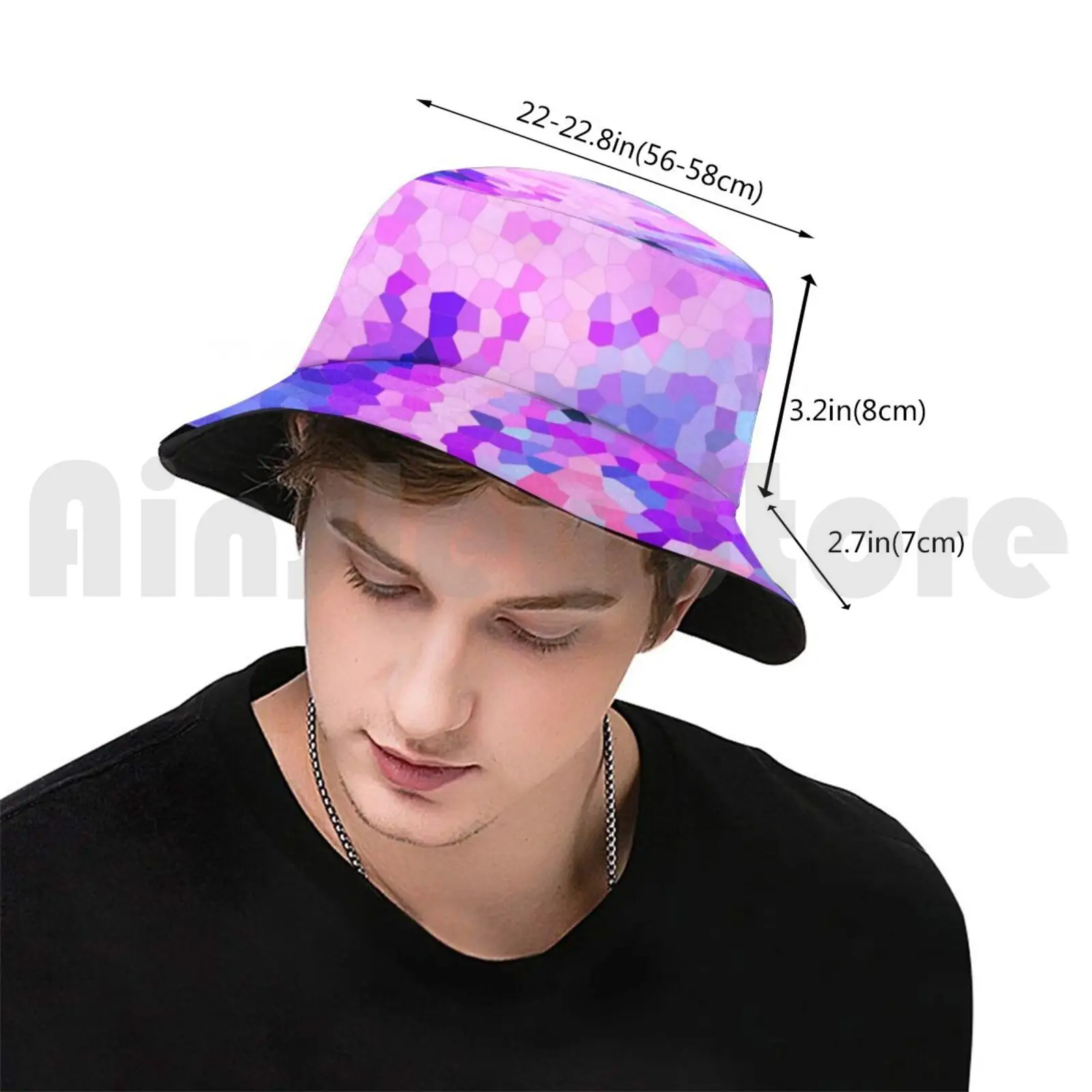 Abstract Paint Glass Mosaic Bucket Hat Adult kid baby Beach Sun Hats Abstract Pattern Texture Concept Color Colorful Glitch