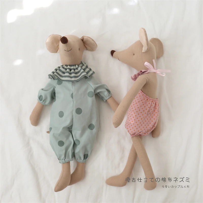 Nordic Style Mouse Toy Stuffed Animal Dress Mouse Plush Toy Appease Doll For Baby Plushies Xmas Gifts For Girl Kids Pink Green