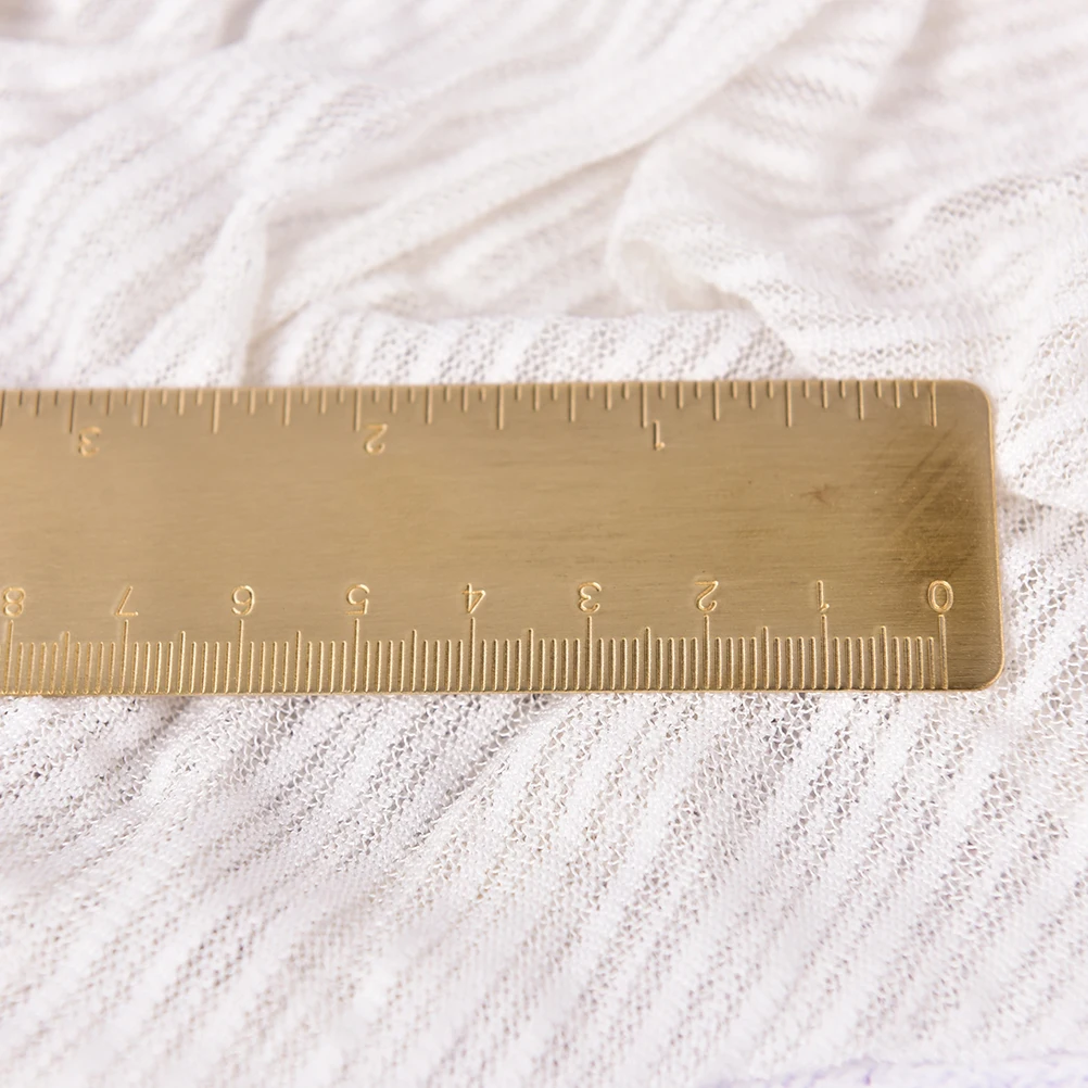 Durable Metal 12cm Scales Rulers Vintage Brass Handy Straight Ruler School Copper Metal Bookmark CM Inch Dual Scales