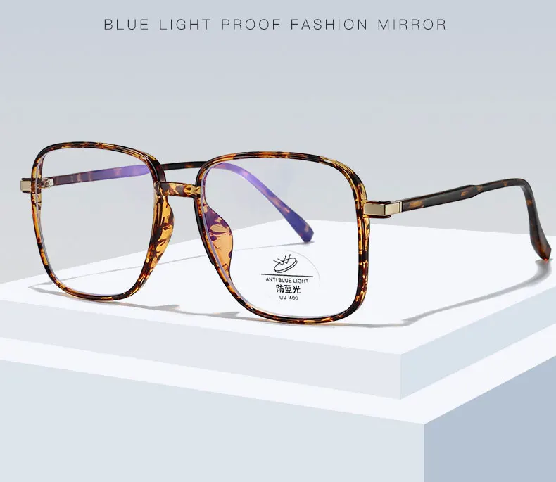 Kunststoff-Brillengestell, großes Rahmen-Design, Vollrandbrille mit Federscharnieren, Anti-Blue-Ray-Brille, Neuankömmling, Unisex – Detail 1