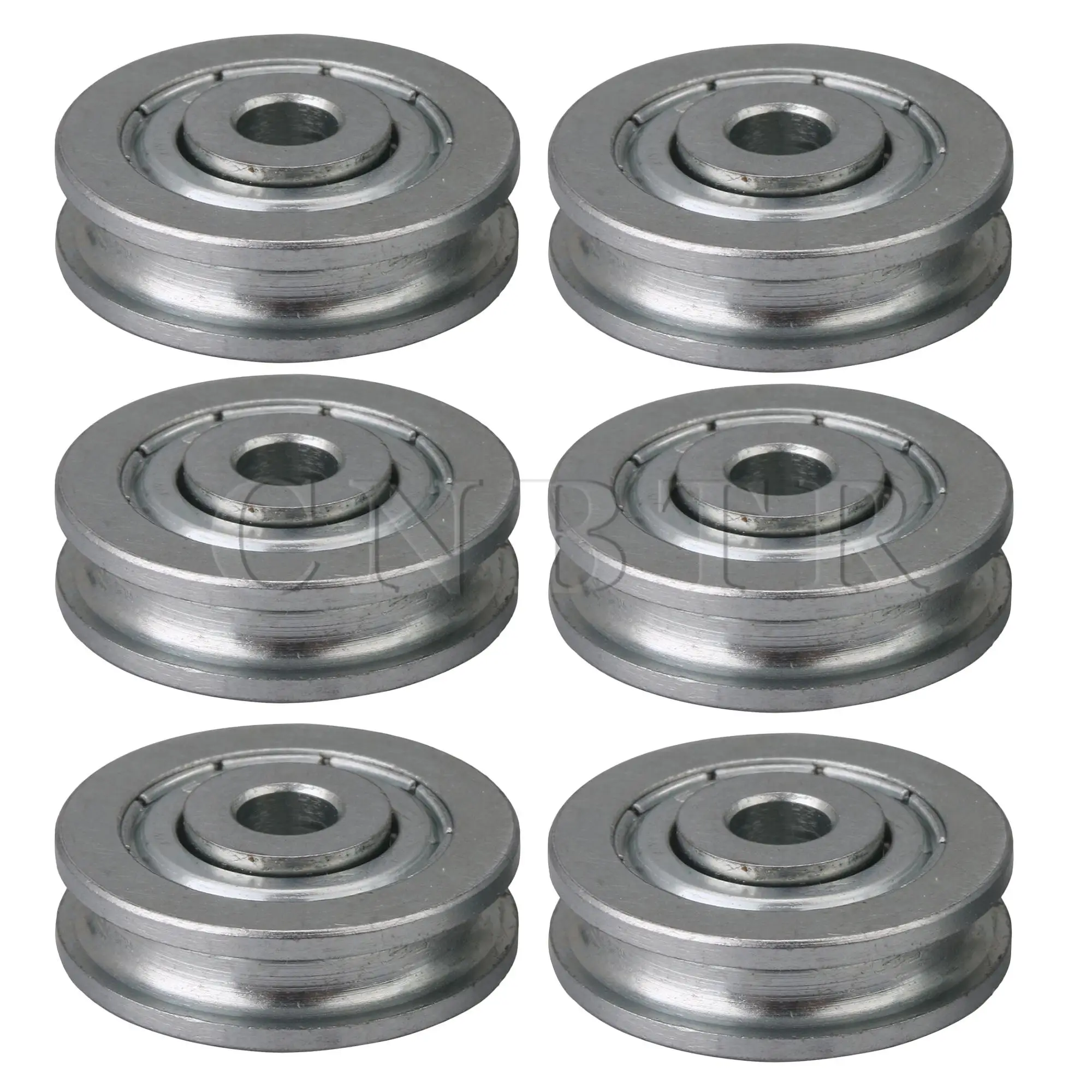 CNBTR 6 Buah Roda Katrol Rel Tipe U Baja Roda Rolloer Pasif 5x23x6.5Mm