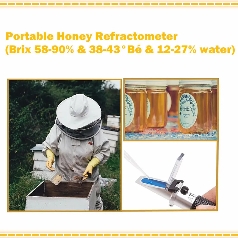 Refractometer Honey Tester 58-90% Brix 38-43°Baume 12-27% Water For Beekeeper Bee Honey Refractometer Sugar Meter Refactometer