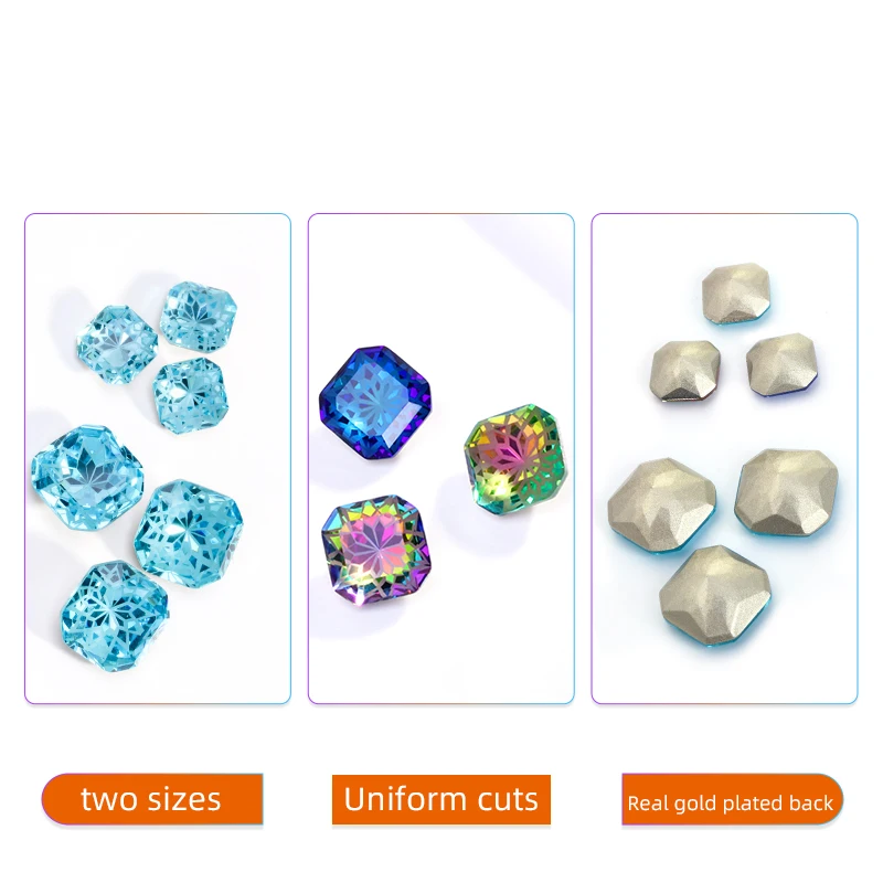 Astrobox Lotus Fat Square Rhinestone Crystal Stone DIY Clothing & Accessories Glass Stones  Jewelry Making Loose Beads Stone