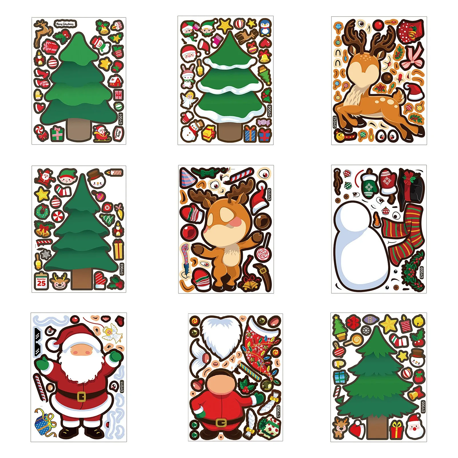 Christmas Stickers Christmas Party Games Kids Make Own Christmas Stickers DIY Christmas Santa Snowman Face Sticker Xmas Party