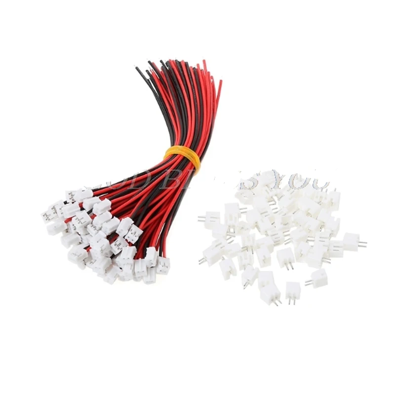 50 Sets 미니 JST 2.0 PH 2 핀 커넥터 플러그와 전선 케이블 120MM 26AWG DIY 부품 RC 드론 자동차 보트