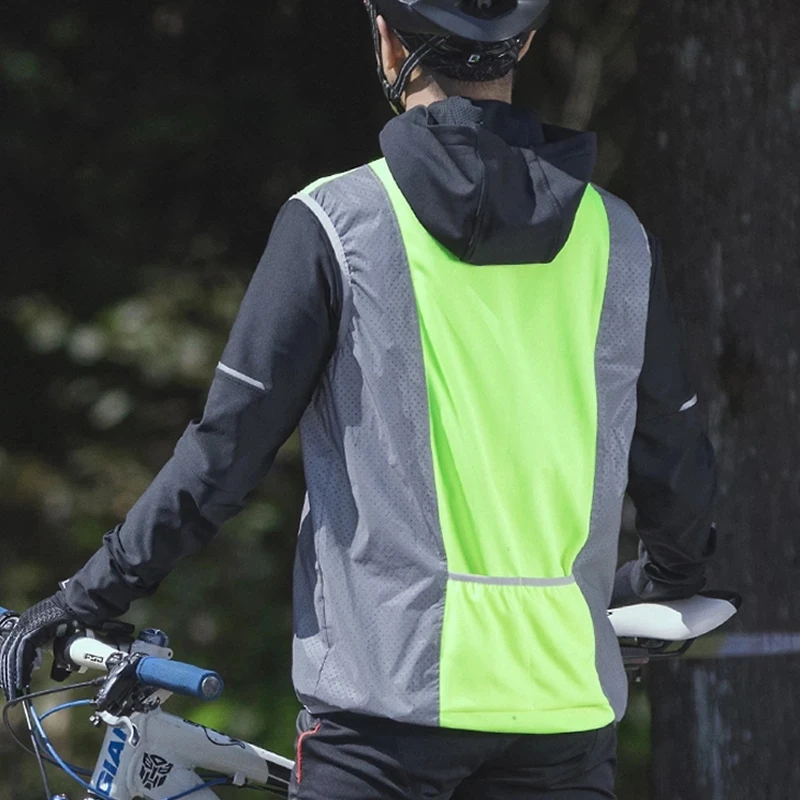 ROCKBROS Windproof Bicycle Vest Breathable Reflective Polyester Jacket Safety Sleeveless MTB Road Bike Jersey Cycling Equipment