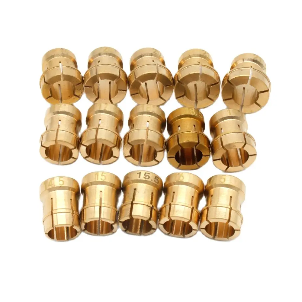 15PCS  Ring Brass Collets Diameter 14.5 to 21.5mm Ring Setter Ball Clamp Accessories Tools for Jewelry