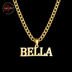 Goxijite Custom Big Name Necklace For Men Women Personalized Initial Letter Nameplate Pendant Cuban Chain Necklaces Handmade