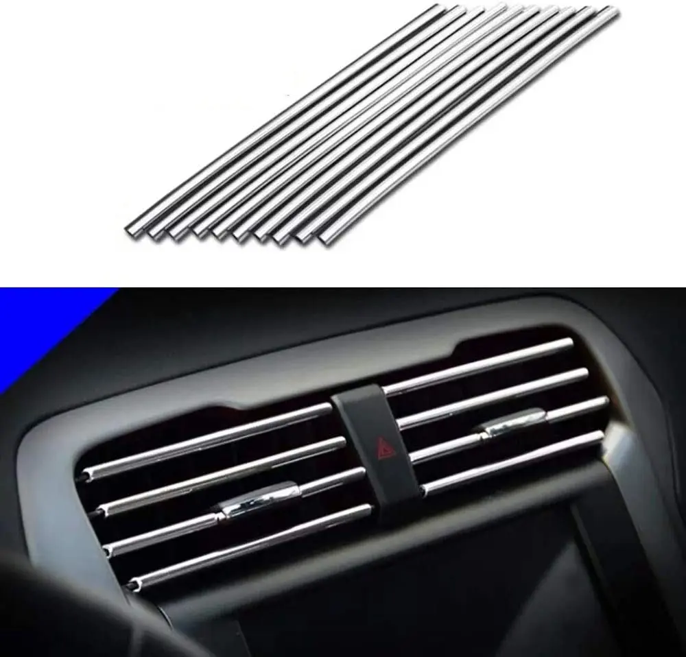 10 Stück 20 cm Auto-Klimaanlage, Entlüftungsauslass, Zierstreifen, U-Form, Chrom, PVC, bunt, glänzend, für Autodekoration