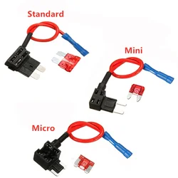 12V Fuse Holder Add-a-circuit TAP Adapter Micro Mini Standard ATM APM Blade Auto Fuse with 10A Blade Car Waterproof Power Socket