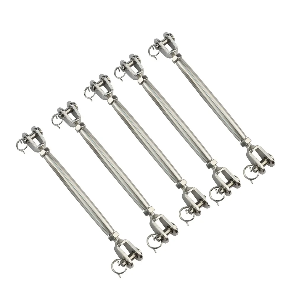 5PCS 316 Stainless Steel Jaw And Jaw Turnbuckle M5 M6 M8 Marine Sailboat Swageless Stub End Pipe Turnbuckles Rigging Hardware