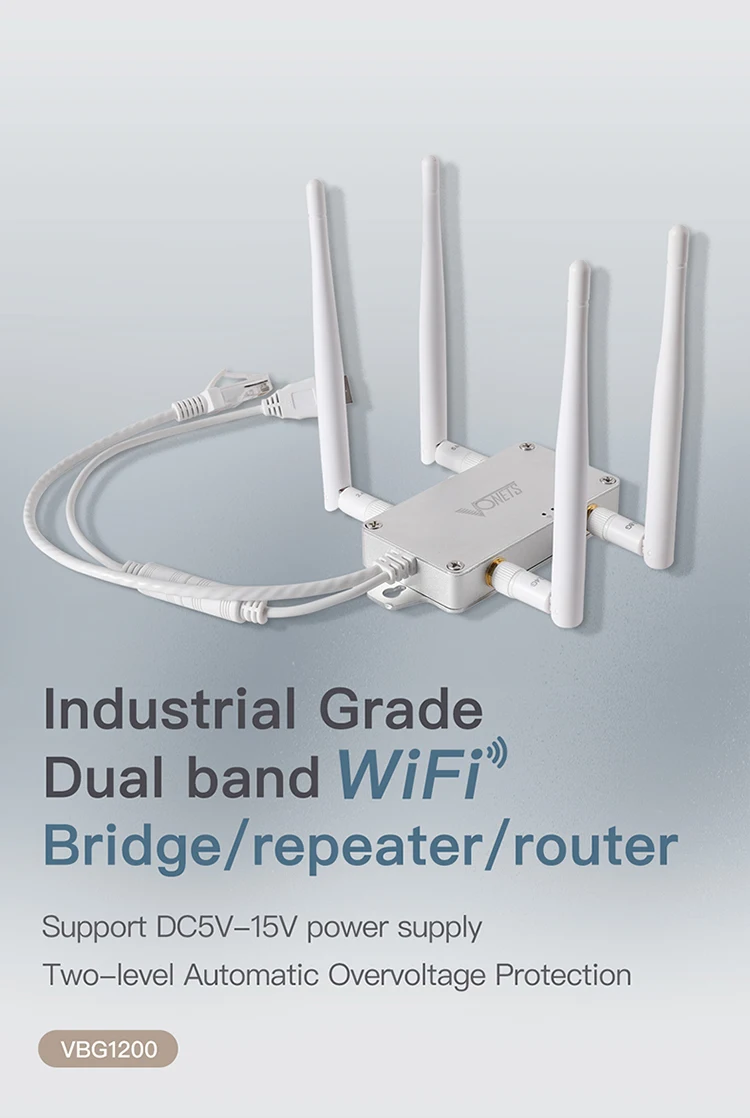 VONETS-enrutador de puente WiFi de doble banda, repetidor inalámbrico de 2,4G + 5G, adaptador Ethernet para DVR, impresora Industrial PLC IP, VBG1200