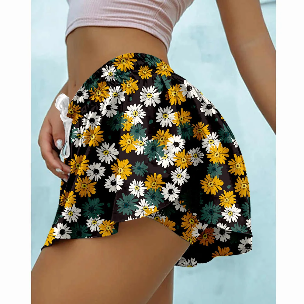 Summer New Sports Skirt Running Shorts Gym Loose Breathable Dance Cheerleader Yoga Shorts Women 2 In 1 Marathon Quick Dry Shorts