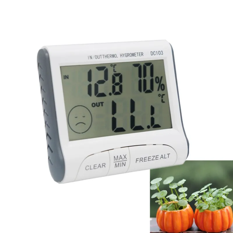 DC103 Temperature Humidity Tester LCD Digital Thermometer Hygrometer Weather Station Max/Min Temperature Memory Function