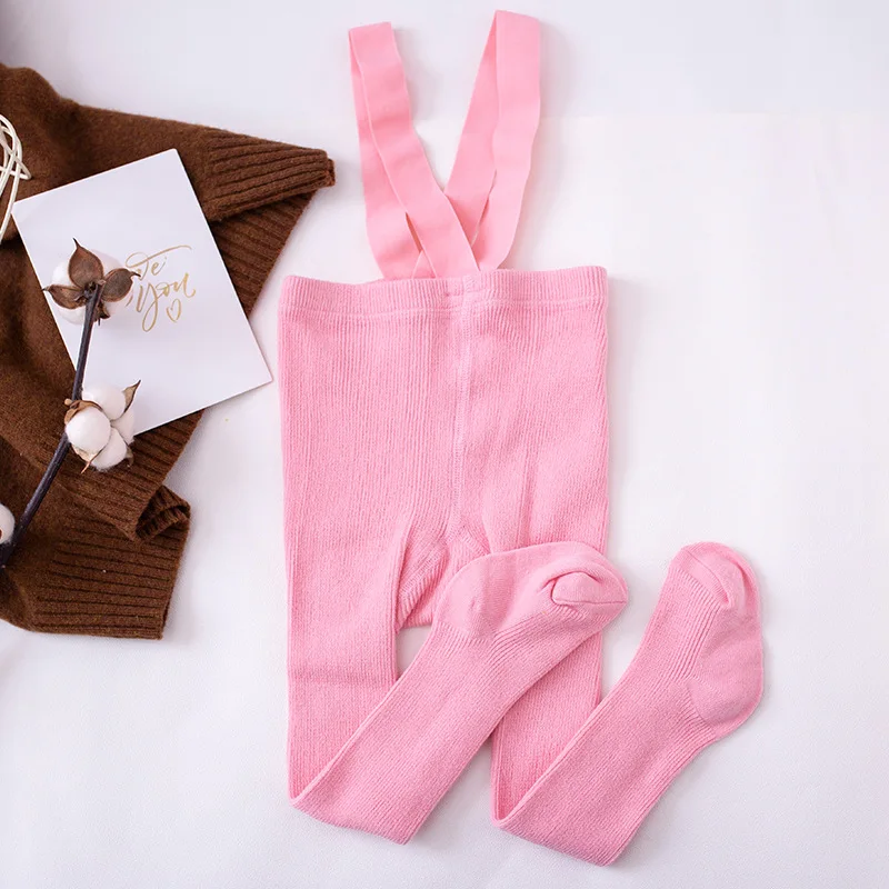 Breathable Infant Kids Suspender Pantyhose for Baby Girls Boy Spring Autumn Cute Solid Color High Waist Bandage Overall Leggings