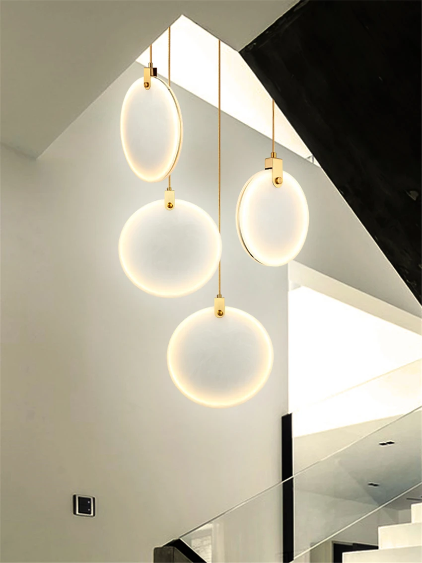 

Modern Round Living Room Resin Pendant Lights Bedroom Bedside Lamps Art Deco Home Luxury Hanging Lights Dining Room Fixtures