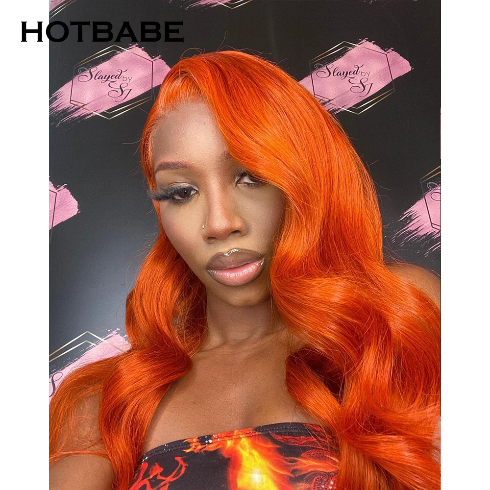 

Orange Color 13x6 HD Transparent Lace Front Wigs 30 Inch Brazilian Body Wave Lace Frontal Wigs 613 Ginger Lace Closure Wig Remy