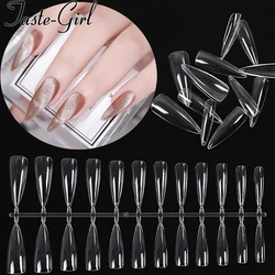 24PCS/pack Full Cover False Nail Tips Clear Fake Nails Mold For Extension Acrylic UV Gel Display Practice Manicure