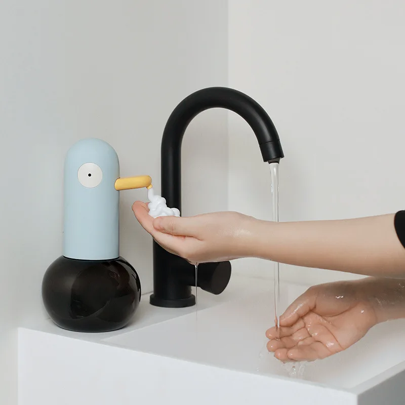 Dispensador de jabón líquido de dibujos animados, espuma desinfectante de manos, recargable, automático, sin contacto, para cocina/baño