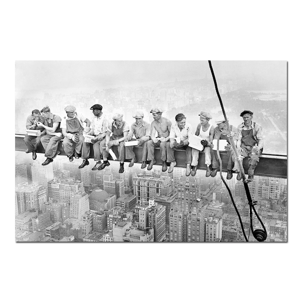 Empire State Building Construction Workers Decorative Wall Art Posters and Prints Canvas Painting Picture For Living Room Decor