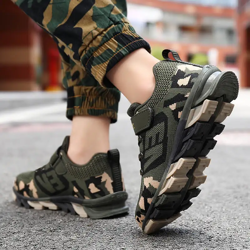 2024 Trend Kids Running Shoes Children Boys Walking Shoes Outdoor Camouflage Mesh Knitting Boys Jogging Sneakers zapatillas niño