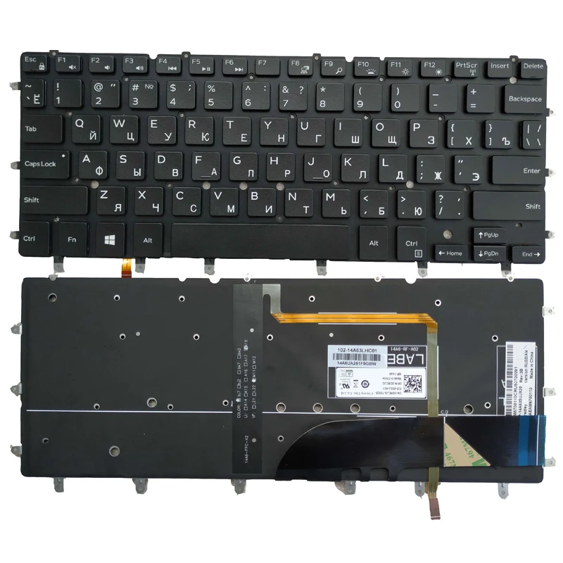 

New Laptop Russian Keyboard for Dell XPS 13 9343 13 9350 9360 15BR N7547 N7548 7547 7548 17-3000 With Backlit 0DKDXH NSK LS0BW