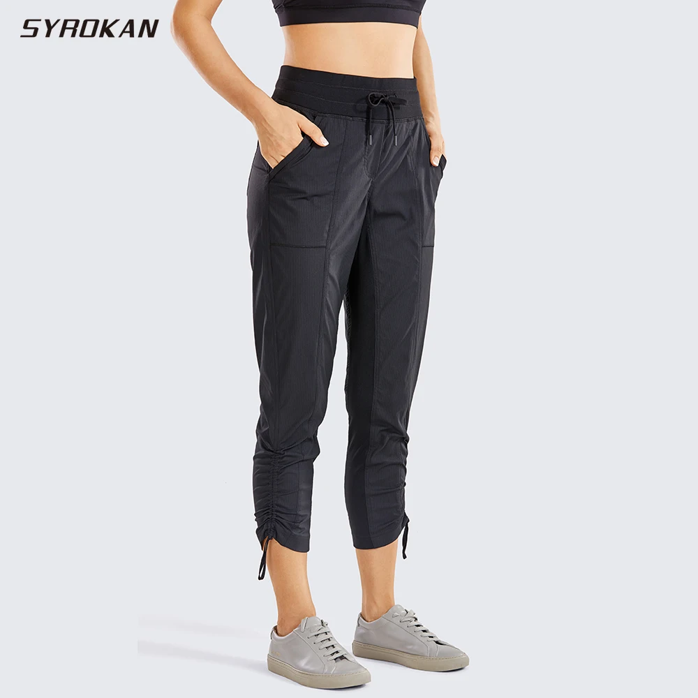 SYROKAN Women Go to Stuido Stretchy Woven Striped Pant Outdoor Casual Pant - 25inches