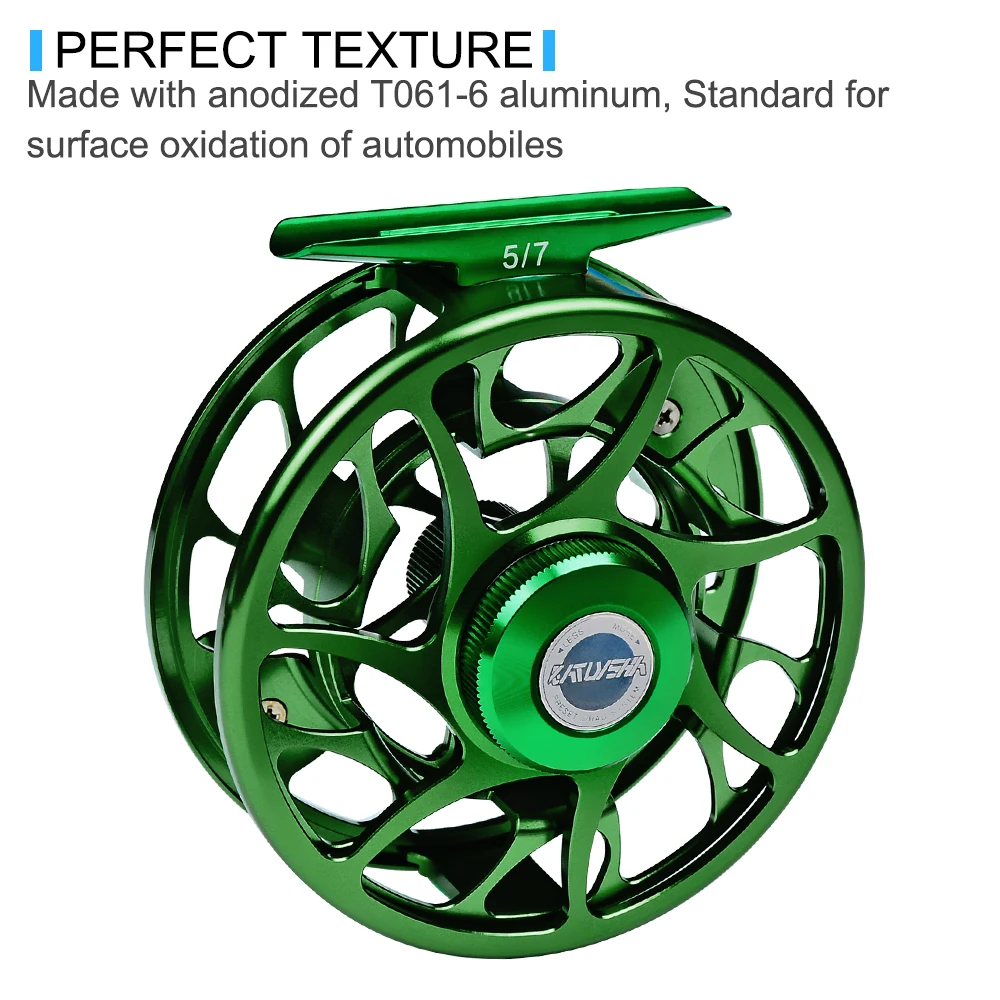 

PROBEROS 3+1 BB Fly Fishing Wheel Green Color Fly Fishing Reel CNC Machine Cut Large Arbor Die Casting Aluminum Fly Reel