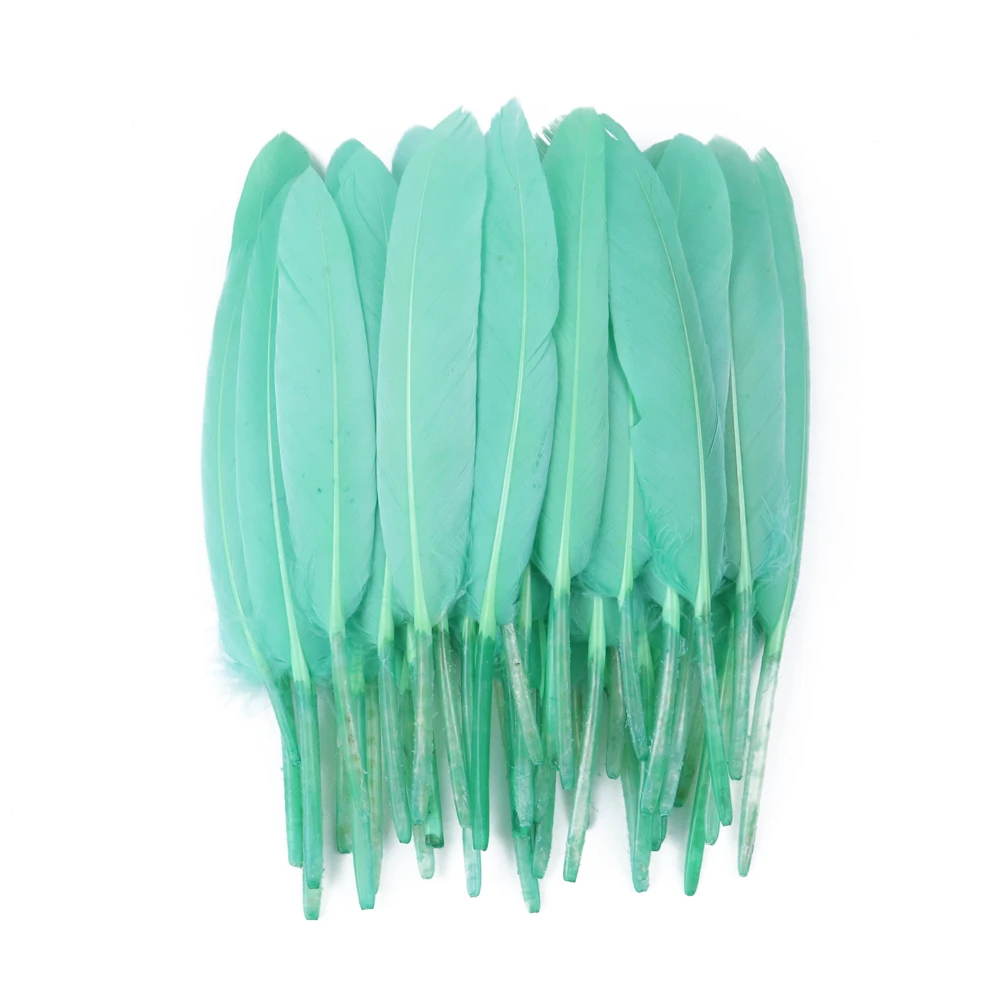 10-15CM Natural Goose Feathers for Crafts 50pcs  Jewelry Accessories Decoration Dyed Plumes Mint green Decor Wholesale