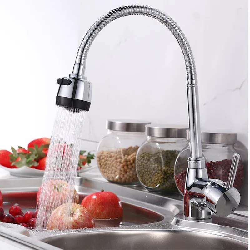 Kitchen Faucets Brass rotation Sink Mixer Hot and Cold Single lever Swivel Kitchen Tap Spray Head rotation Crane