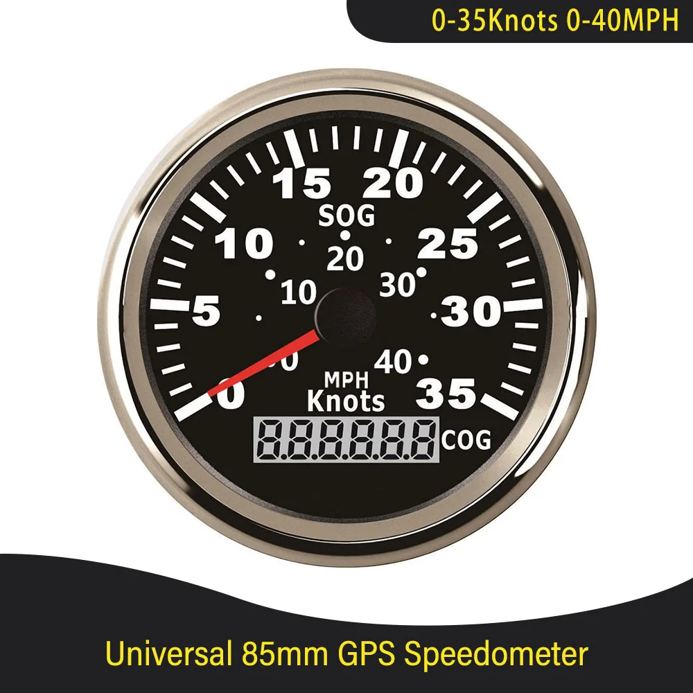 

Universal 85mm GPS Speedometer Marine Speed Gauge 15Knots 35Knots 70Knots COG with Red Backlight for Boat Yacht Vessel 9-32V